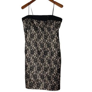 Talbots Lace Knee Length Dress Size 10P Spaghetti Strap small split in back